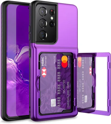 Vista 9 de WeLoveCase Funda tipo cartera para Samsung Galaxy S21 Ultra con tarjetero y espejo oculto, protector protector a prueba de golpes resistente