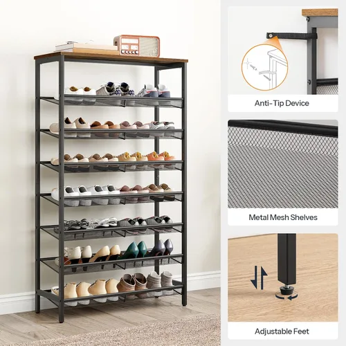 Vista 6 de HOOBRO - Estantería para zapatos de 8 niveles, estante para zapatos de 29.5"L, organizador de almacenamiento de zapatos de gran capacidad para 21-24
