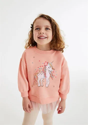 Vista 2 de Little Hand Sudaderas con capucha para niñas pequeñas, cuello redondo, manga larga, collage, camisetas para niños