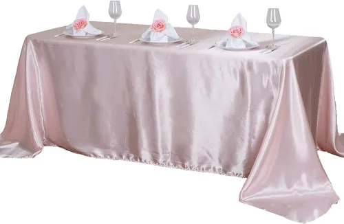 Vista 12 de BalsaCircle Mantel rectangular de satén beige de 90 x 132 pulgadas para mesa de boda, fiesta, recepción, eventos, cocina y comedor