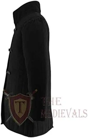Vista 3 de Abrigo grueso acolchado Gambeson Aketon chaqueta armadura, negro