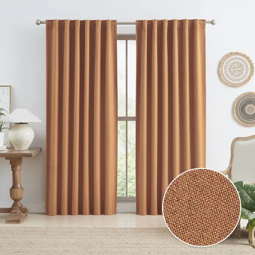 Vista 84 de KEQIAOSUOCAI - Cortinas opacas naturales de 108 pulgadas de largo, cortinas modernas con pestaña trasera, paneles plisados para sistema de cortina