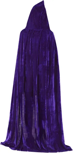 Vista 6 de DNQCOS Ponchos unisex con capucha de longitud completa, de terciopelo, disfraces de Halloween, capa de bruja