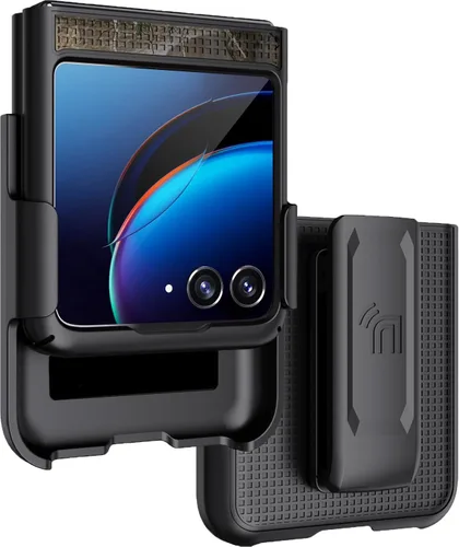 Vista 13 de Combo de funda para Motorola RAZR Plus 2023 Funda de teléfono con clip para cinturón - Negro