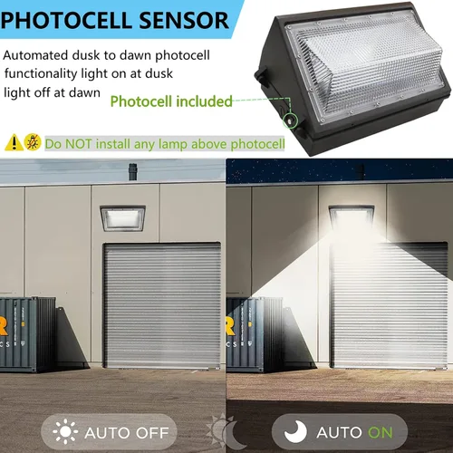 Vista 3 de Paquete de 4 lámparas LED de pared de 100 W del anochecer al amanecer, 13000LM 400-600W equivalente a HPS/HID, iluminación de seguridad al aire