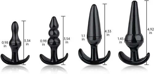 Vista 3 de Juego de 4 tapones anales, kit de entrenamiento para estimulación anal, juguetes sexuales para hombres y mujeres (lubricante incluido)
