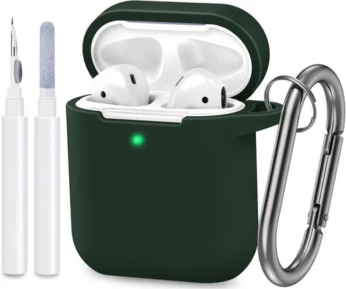 Vista 31 de Funda compatible con AirPods, cubierta protectora de silicona completa a prueba de polvo diseñada para Apple AirPods de 1.ª y 2.ª
