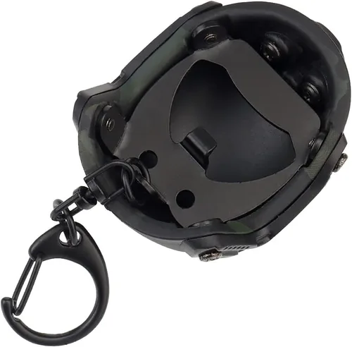 Vista 4 de Llavero para abridor de botellas de cerveza, forma de casco táctico, llavero, bolsa colgante, adorno para eliminar la presión, regalo para hombres