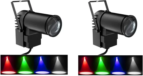 Vista 12 de U`King Pinspot Light RGBW 10W LED Beam Pin Spot por DMX 512 Proyector controlado activado por sonido para espejo, fiesta, boda, DJ, discoteca