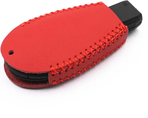 Vista 5 de Funda de cuero inteligente con 4 botones para llavero Chrysler 300 Dodge Durango Challenger Journey Charger Grand Caravan (rojo), Rojo