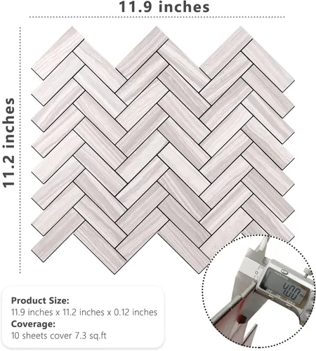 Vista 9 de STICKGOO 10 láminas para salpicaderos de azulejos para despegar y pegar, azulejos de salpicadero de PVC, azulejos de pared autoadhesivos en espiga