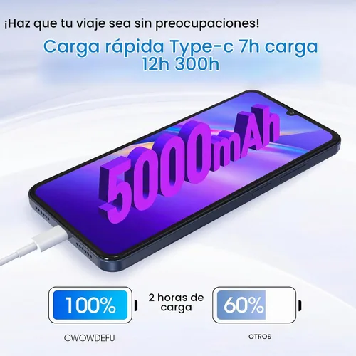 Vista 7 de CWOWDEFU Teléfono celular Android desbloqueado, teléfono inteligente de 6.8 pulgadas, 12 (6+6) GB de RAM con 128 GB de ROM, Dual SIM 4G, Octa-Core