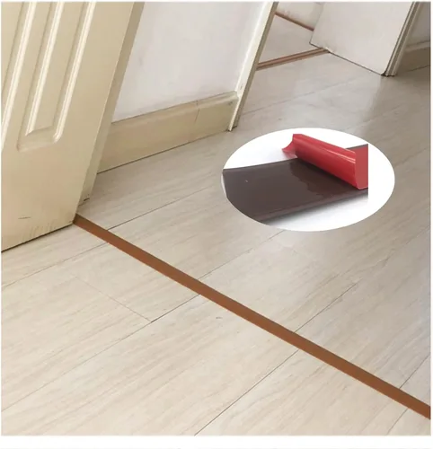 Vista 2 de Tira de transición de piso, 3.3-98.4 ft, impermeable, autoadhesiva, perfil de transición, tiras de cubierta de suelo, barra de puerta de vinilo