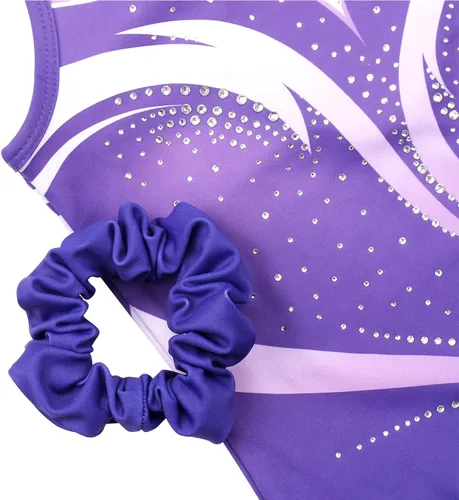 Vista 36 de MODAFANS Leotardos de gimnasia para niñas brillantes para bailar ballet, pantalones cortos con espalda cruzada