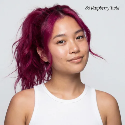 Vista 2 de Adore Tinte semipermanente rojo para el cabello, vegano y libre de crueldad, 4 onzas líquidas, 086 Raspberry Twist (paquete de 2) Tinte