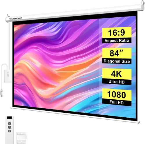 Vista 14 de VIVOHOME Pantalla de proyector motorizada 16:9 de 72 pulgadas con control remoto, pantalla de proyección eléctrica automática, pantalla de cine HD