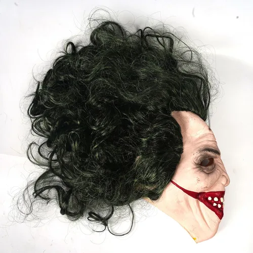 Vista 6 de Máscara de Halloween aterradora máscara de látex de pelo blanco máscara de fantasma para fiestas de disfraces y celebraciones encantadas