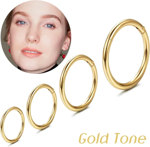 Vista 3 de Jstyle 8Pcs 16G Surgical Steel Hinged Clicker Segment Nose Rings Hoop Helix Cartilage Daith Tragus Sleeper Earrings Body Piercing 6-12MM Improved