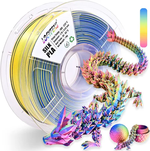 Vista 16 de Filamento para Impresora 3D PLA, Filamento PLA Arcoíris 1.75mm +/-0.02mm, Filamento PLA de Seda de Doble Color, Paquete de Filamento 3D Coextruido 2