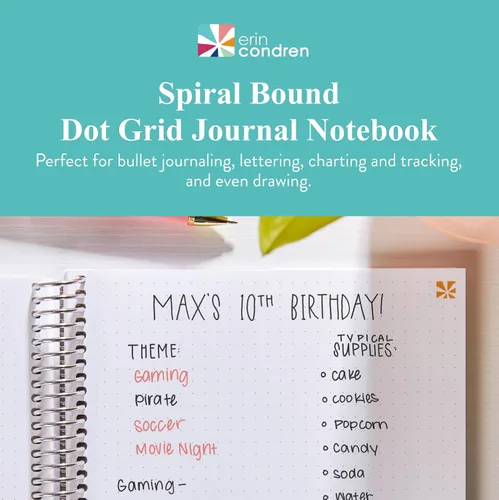 Vista 2 de Erin Condren 7x9 Floral Collage Coiled Notebook - dot grid, platinum coil