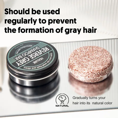 Vista 3 de Barra de champú para cabello gris reverso, cobertura de cabello gris, barra de champú comprimido para oscurecer el cabello, cobertura de cabello