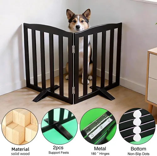 Vista 5 de Puerta Independiente para Perros para Interiores, Puerta para Perros Plegable, Puertas para Mascotas para Entradas, Escaleras o Pasillos, Puerta