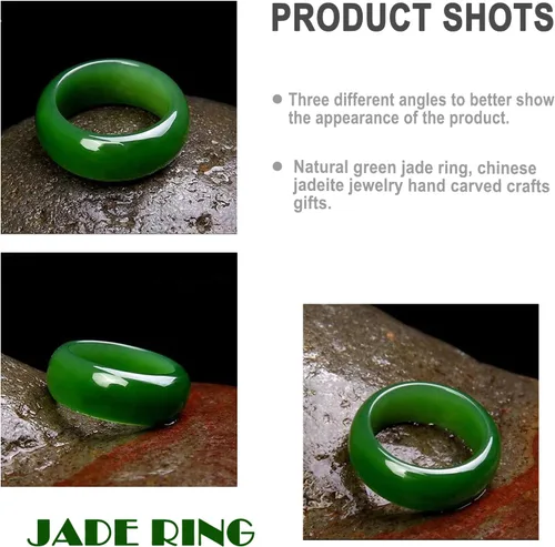 Vista 3 de Anillo de jade - Jade hetian verde naturalblanco, anillos de jade verde para mujeres y hombres, joyería de jade, regalos para mujeres
