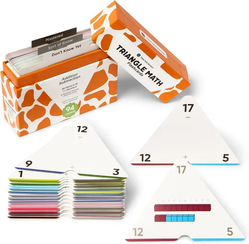Vista 8 de Tarjetas flash triangulares de matemáticas galardonadas – 376 datos de multiplicación y división (0–12) – Aprendizaje basado en maestría, codificado