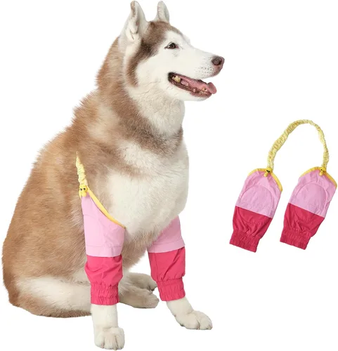 Vista 7 de Mangas protectoras impermeables para codo de perro para patas delanteras Marrón y borgoña