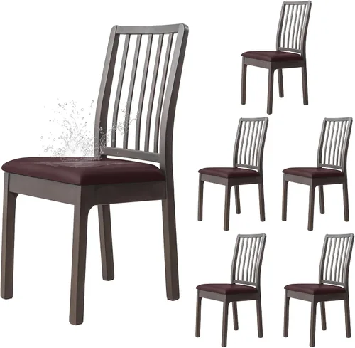 Vista 21 de Dimatic Juego de 2 fundas de asiento para silla, de piel sintética, impermeables, fundas elásticas para sillas de comedor, fundas protectoras