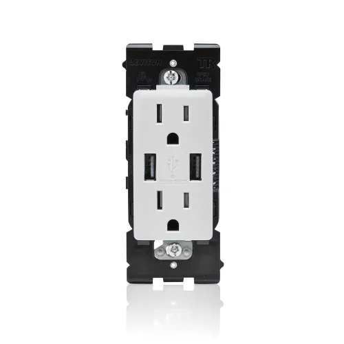 Vista 5 de Leviton RUAA1-CA Renu Cargador USB/toma dúplex resistente a manipulaciones, 15A-125VAC, Café Latte