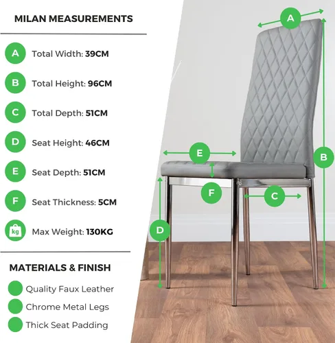 Vista 9 de Furniturebox UK Enna - Mesa de comedor extensible de cristal blanco y 6 sillas Milan (6 sillas capuchino)