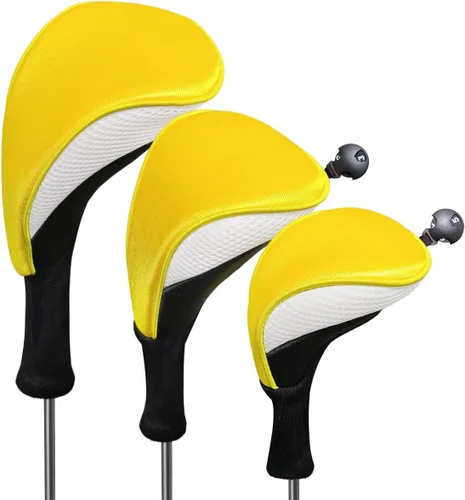 Vista 15 de Scott Edward Fundas para cabezas de palos de golf para híbridos de Fairway Woods, 3 piezas de cuello largo de malla para palos de golf con etiquetas