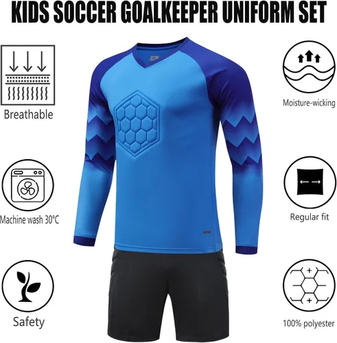 Vista 3 de Camiseta de portero de fútbol para niños, camiseta de manga larga para entrenamiento, uniformes juveniles