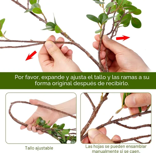 Vista 6 de Sggvecsy 43'' 2 Piezas Ramas de Ficus Artificiales Spray de Hojas Falsas Ramas de Eucalipto Verde Tallos de Vegetación Artificial Plantas de Ramitas
