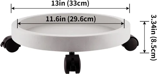 Vista 3 de Skelang Carrito para Plantas de 13 Pulgadas, Plataforma con Ruedas para Macetas, Plataforma Móvil para Plantas Pesadas, Maceta de Cubierta, Maceta