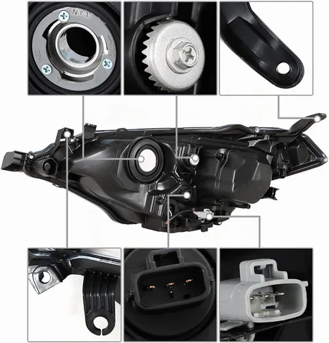Vista 5 de munirater 8111002E60 - Lámpara de luz delantera derecha negra con repuesto integrado para Co-rolla 4 puertas Sedan 2014 2015 2016