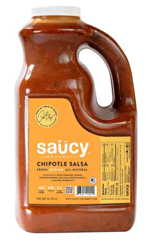 Vista 8 de Saucy Gourmet Salsa Chipotle – Salsa mexicana ahumada hecha por el chef con ajo asado e ingredientes frescos, sin agua añadida, sin conservantes