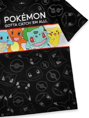 Vista 4 de Pokemon Camisetas para Niños Gris Verde O Negro Top Pikachu Squirtle Bulbasaur Charmander