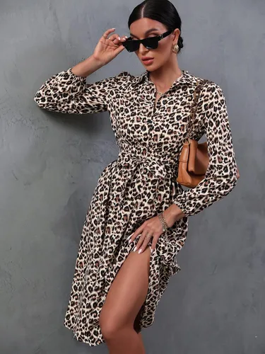 Vista 3 de WDIRARA Vestidos casuales de manga larga con botones para mujer