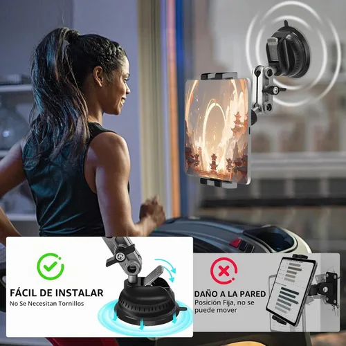Vista 7 de Porfortop - Soporte de aluminio resistente para tablero de instrumentos y parabrisas, soporte de metal de 360° de 2 etapas, ventosa para iPad