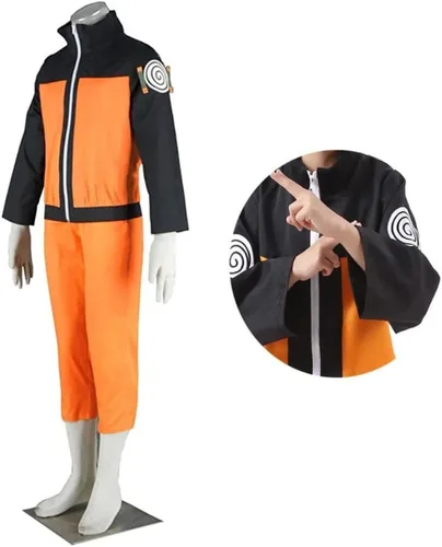 Vista 5 de JIAJIAMIN Disfraz completo de Uzumaki de Halloween para niños, con cremallera, chaquetas y pantalones, para niños de 3 a 12 años