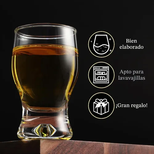 Vista 3 de QUAFFER Vasos de chupito (juego de 4) – Elegantes vasos de chupito transparentes de 2 onzas – Vodka clásico de whisky vodka tequila Jerez Brandy