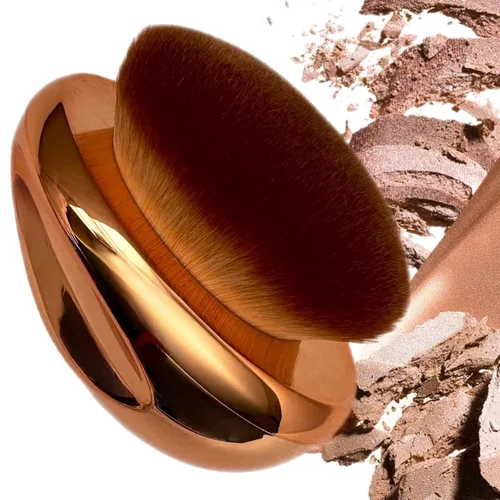 Vista 6 de Brocha de base Maquillaje de palma suave Kabuki Cúpula en forma de cara Cuerpo Shimmer Oil SPF Blush Bronzer Highlighter Mezcla Auto-bronceador