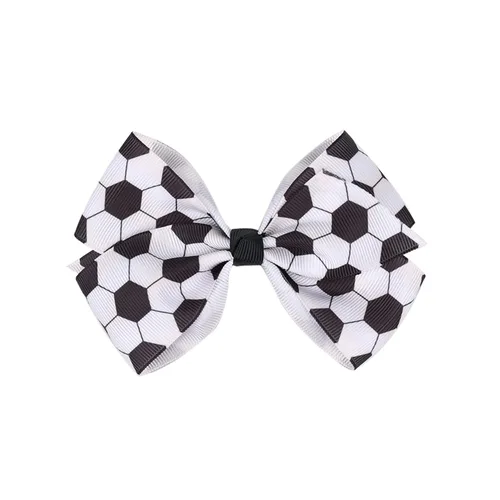 Vista 2 de Pinzas para el pelo de fútbol, cinta de fútbol, accesorios para el cabello para niñas, pinzas para el cabello de fútbol, 2 unidades, color negro