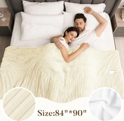 Vista 6 de Manta térmica eléctrica tamaño Queen, manta térmica de franela suave de calentamiento rápido de 84 x 90 pulgadas con temporizador de 8 horas, 6