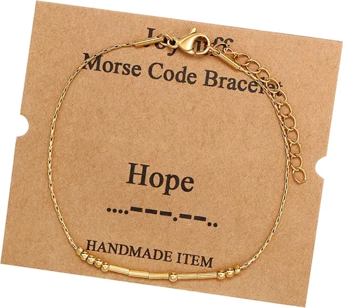 Vista 227 de JoycuFF Pulseras inspiradoras de código morse para mujeres, cuentas de plata, joyería con mantra de motivación, regalos para ella
