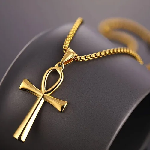 Vista 3 de StoryEtain Collar Ankh copto Ankh con colgante de cruz egipcia collar religioso Ankh regalo de Navidad para mujeres y hombres