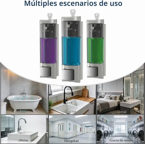 Vista 8 de Dispensador de jabón manual para montaje en pared, 6.76 oz/200 ml, sin Plata