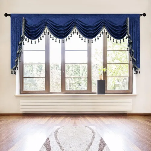 Vista 76 de ELKCA Cenefa de cortina de felpilla beige para ventana de sala de estar, cenefa de cascada para dormitorio, bolsillo para barra